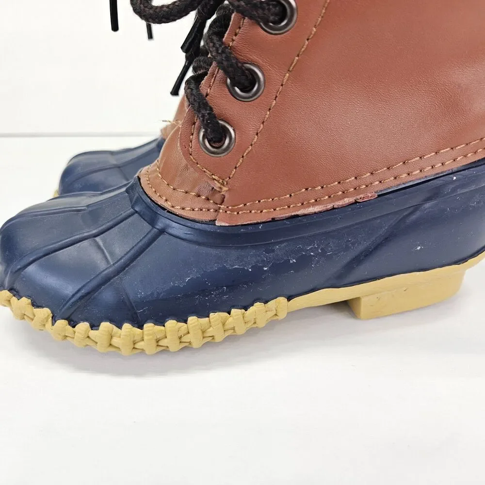 Khombu Kids 12 Montana Duck Boots Brown Blue Insulated ThermoLite Leather Upper